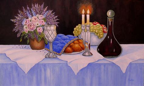 Shabbat Table Painting by Ilunia Felczer