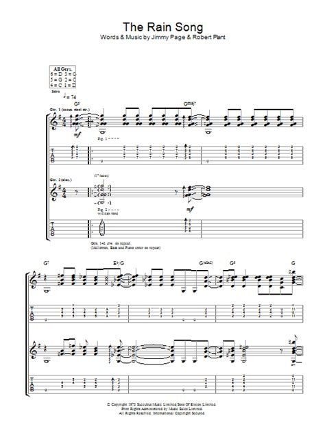 The Rain Song by Led Zeppelin Sheet Music for Guitar Tab at Sheet Music ...