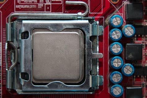 CPU Socket on Motherboard with Installed a Processor Stock Image ...