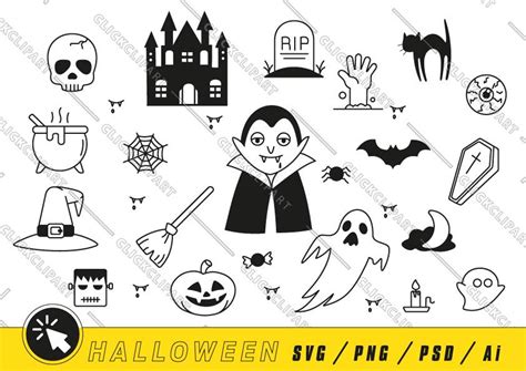 Halloween SVG Line Art SVG Bundle SVG Files Cut Files - Etsy