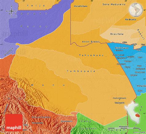 Political Shades Map of Madre De Dios