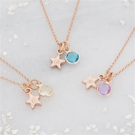 personalised star birthstone necklace by bloom boutique ...