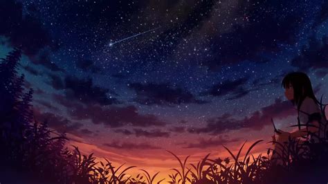 Anime Starry Night Sky Wallpaper