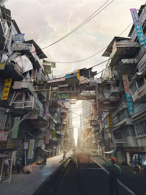 Dystopian city slums, Marina Pomigalova on ArtStation at https://www ...