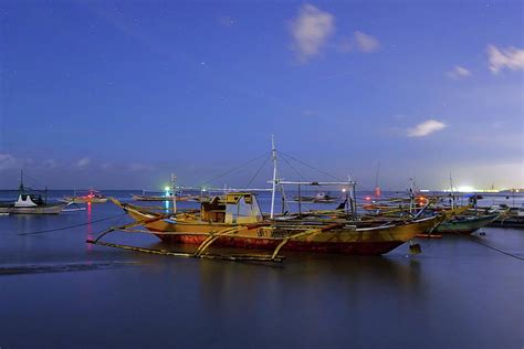 Fishing Boats At Night Photograph by Lik Batonboot - Fine Art America