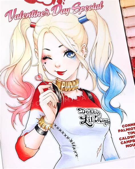 Harley Quinn sketch cover done with copic markers 💖💙 I feel like I draw ...