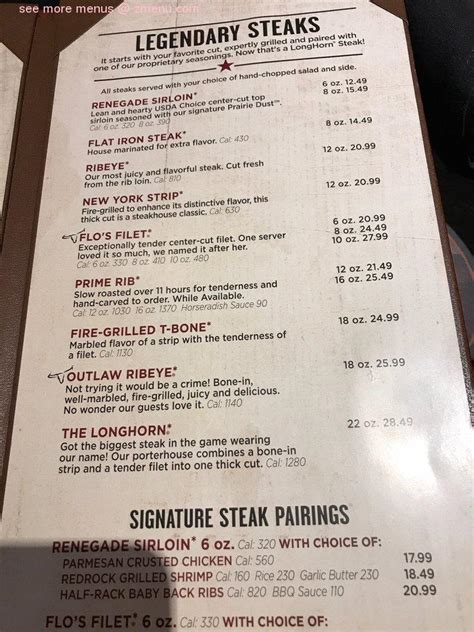 Longhorn Steakhouse Printable Menu