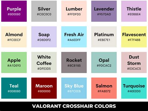 Valorant Color Codes: 315 Crosshair Colors