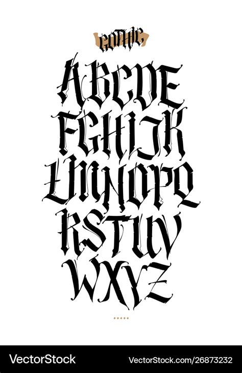 Gothic english alphabet set font for tattoo Vector Image