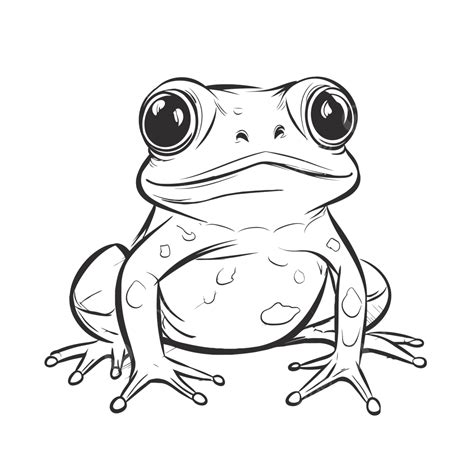 Drawing Of A Cartoon Frog Outline Sketch Vector Realistic Frog Drawing ...