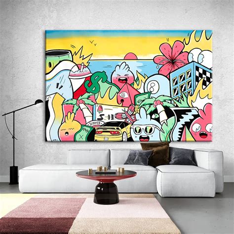 Colorful Graffiti Painting, Large Wall Art, Canvas Art Print, Living ...