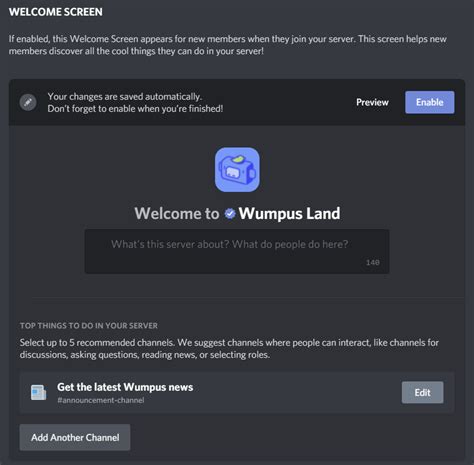 Community Server Welcome Screen – Discord