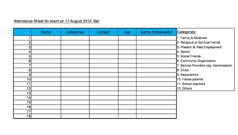 Printable Attendance Form - Printable Forms Free Online