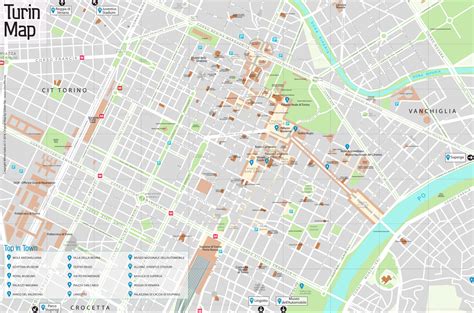 Turin Main Attractions Map - Ontheworldmap.com