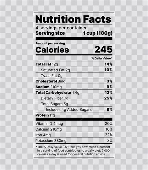 Premium Vector | Nutrition facts Label. Food information with daily ...