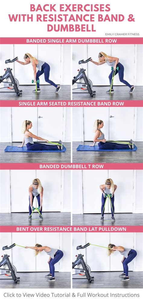 Back Exercises with Resistance Band & Dumbbell | Resistance workout ...