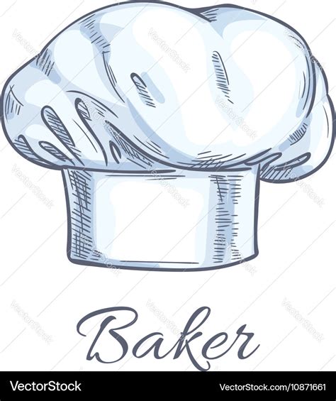 White baker toque or chef hat sketch Royalty Free Vector