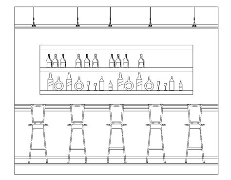 Counter Bar Front Elevation CAD Drawing Download DWG File - Cadbull