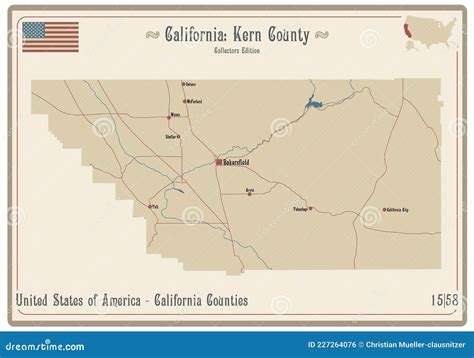 California: Kern County Map Cartoon Vector | CartoonDealer.com #99837743