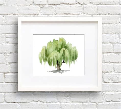 Watercolor Print Willow Tree Willow Tree Art Print Wall | Etsy