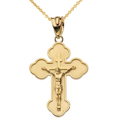 Gold Russian Orthodox Cross Pendant