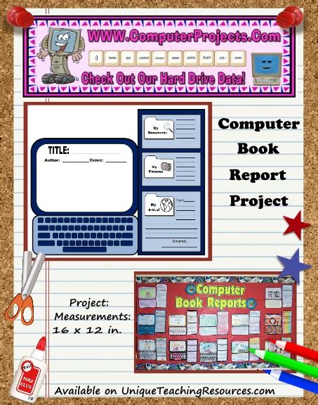 Computer Book Report Project: templates, worksheets, grading rubric ...