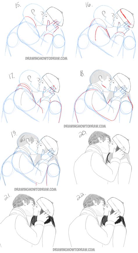 How to Draw Romantic Kisses Between Two Lovers – Step by Step Drawing ...