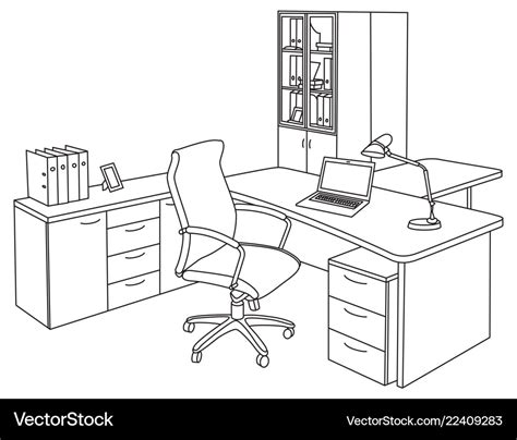 Office in a sketch style Royalty Free Vector Image