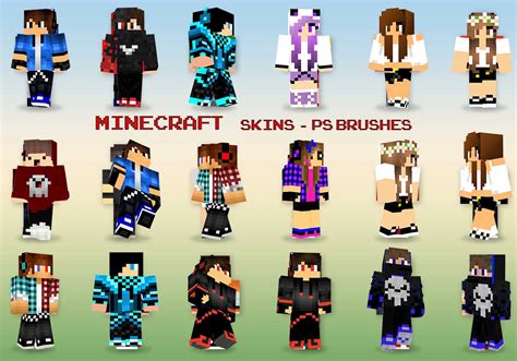 20 Minecraft Skins PS Brushes abr. Vol.12 - Free Photoshop Brushes at ...