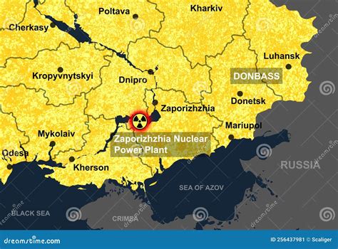 Zaporizhzhia Nuclear Power Plant In Ukraine On Europe Map. Elements Of ...