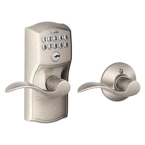 Schlage Camelot Satin Nickel Electronic Keypad Door Lock with Accent ...