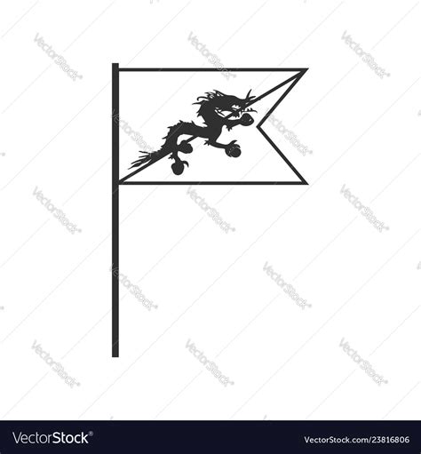 Bhutan flag icon in black outline flat design Vector Image