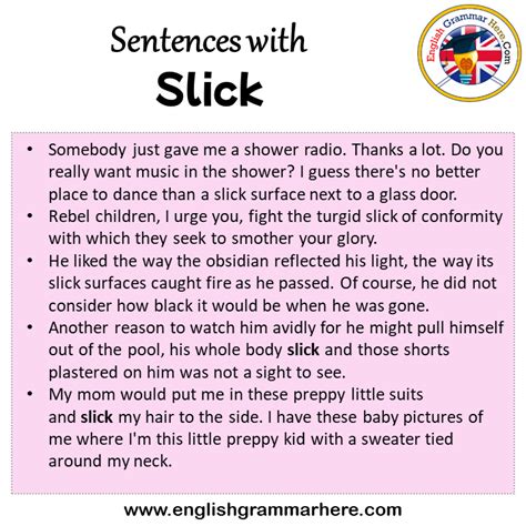 Sentences with Slick, Slick in a Sentence in English, Sentences For ...