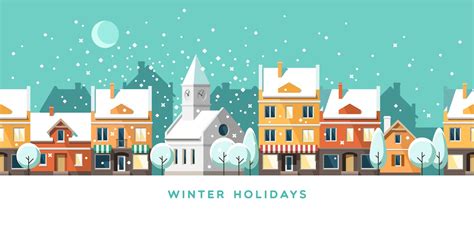 Winter Town Urban Winter Landscape, Graphics - Envato Elements