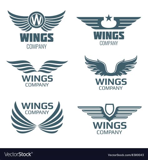 Wings logo set Royalty Free Vector Image - VectorStock