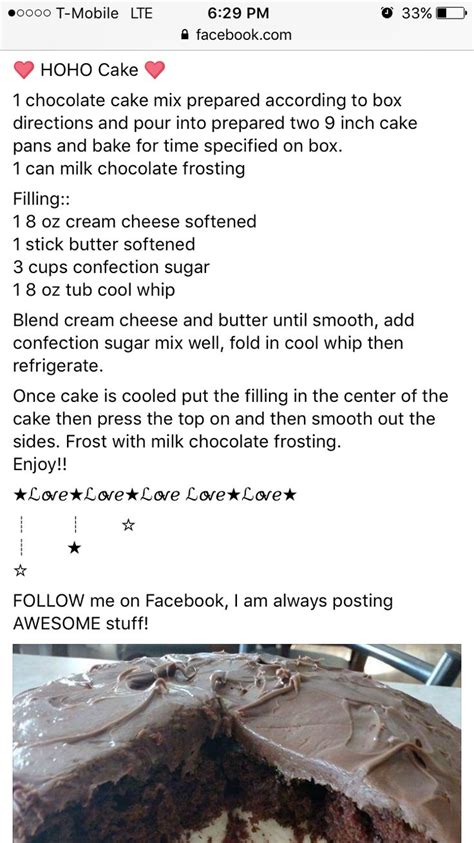 HoHo Cake | Chocolate cake mixes, Cream cheese recipes, Dessert cupcakes