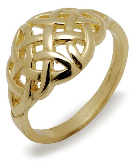 10ct yellow gold ladies domedium Celtic design design ring - Celtic ...