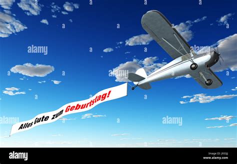 airplane banner - happy birthday! Stock Photo - Alamy