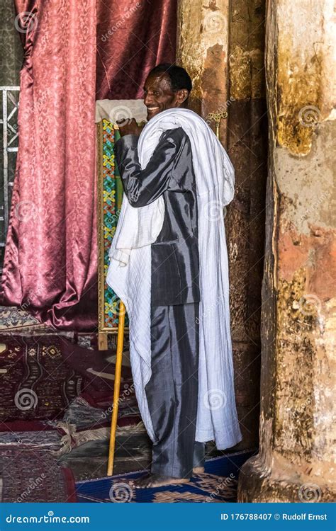 Abraha Atsbeha, Ethiopia - Feb 11, 2020: Priest in Abreha Atsbeha ...