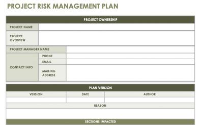 Project Risk Management Plan Template | Excel Templates