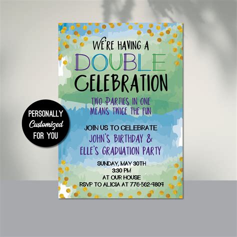 Double Celebration Invitation for Birthday Party, Dual Party Invitation ...