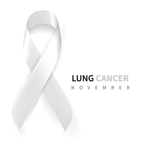 Lung Cancer Awareness Month. Realistic White ribbon symbol. Medical ...