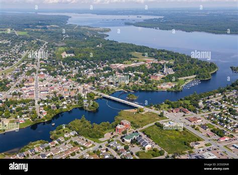 An aerial view of the town of Arnprior, on the Ottawa River Stock Photo ...