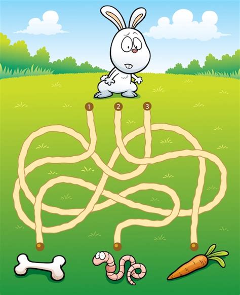 Premium Vector | Education maze game rabbit with food