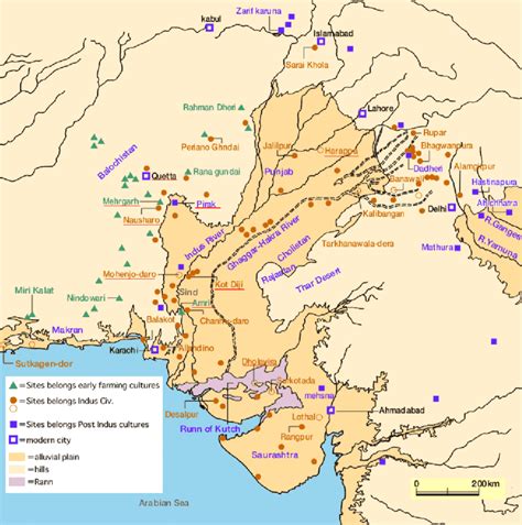 Map of Greater Indus Valley Civilization (adapted from Tokai ...