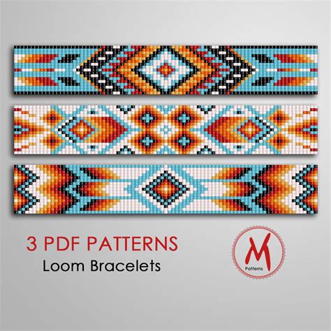 Stripe Loom Bead Patterns for Bracelets Set of 3 Pattern, Native ...