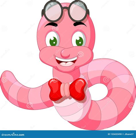 Funny Pink Worm With Glases Cartoon Royalty-Free Stock Image ...