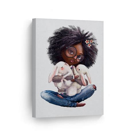 Smile Art Design Curly Girl Afro African American Kid Girl Cuddle with ...