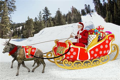 Santa Claus rides reindeer sleigh 3D model | CGTrader