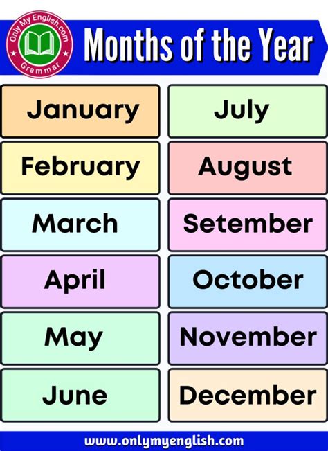 Month of the Year | 12 Month Name in English u00bb Onlymyenglish.com ...